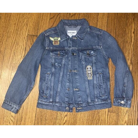 OLD NAVY DENIM JACKET YOUTH MEDIUM JEAN Star Wars Ben Three Wildflower Designs - Picture 2 of 9